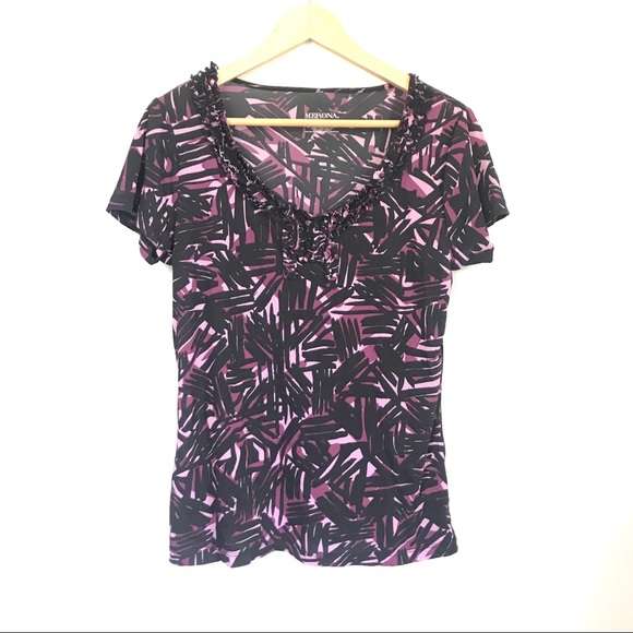 3/$25 🌷 Merona Purple Short Sleeve Blouse - Picture 1 of 6